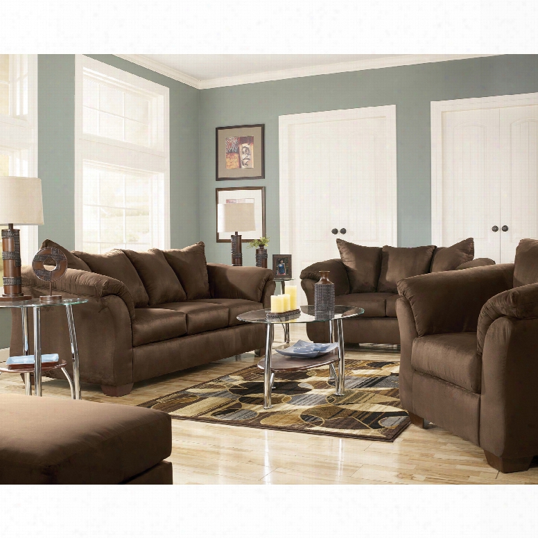 Signature Design By Ashley Dollar Bay 4-piece Living Rom Set In Cafe With Free Ottoman
