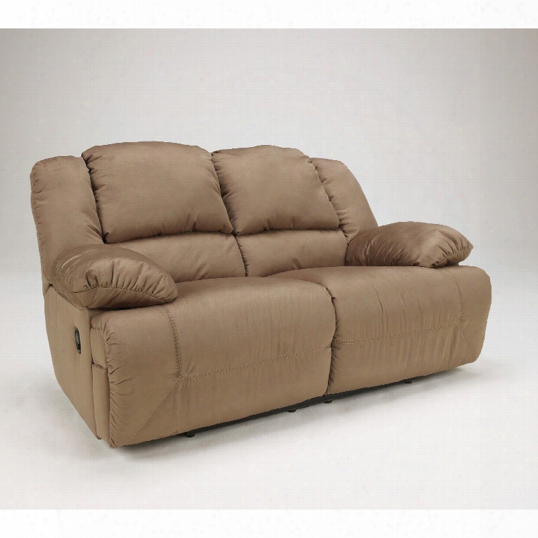 Signature Design By Ashley Hopkins Reclining Loveseat In Mocha