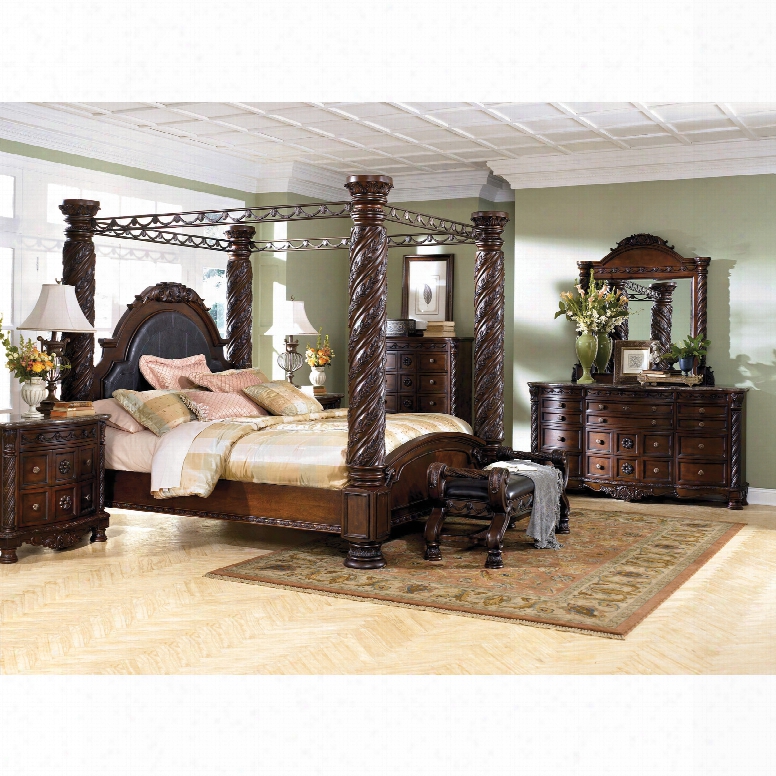 Signature Design By Ashley New Haven 5-piece King Poster Bedroom Set With 2nd Nightstand Free