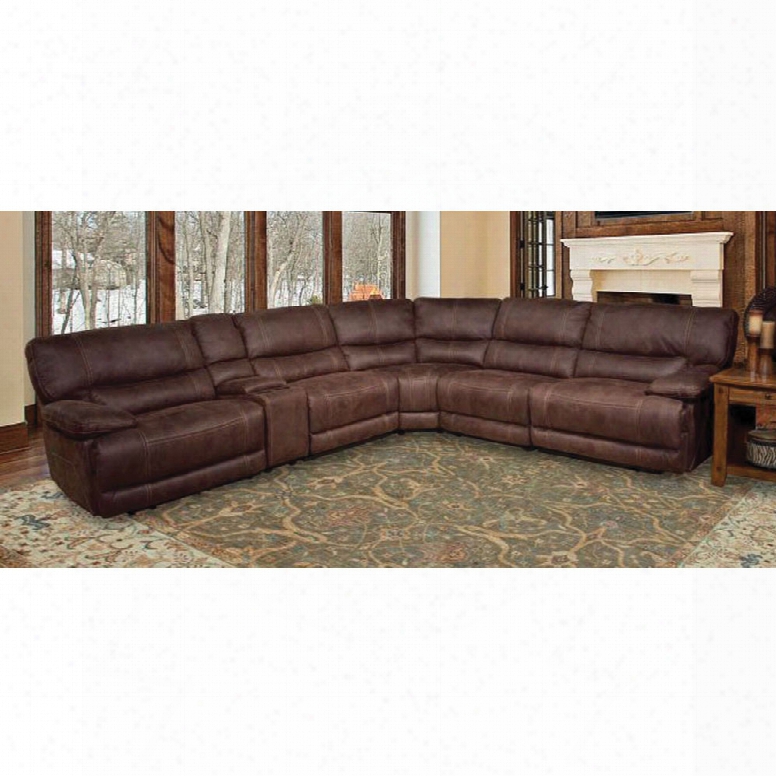 Parker Living Comfort Pegasus 6 Piece Power Sectional With Console In Dark Kahlua