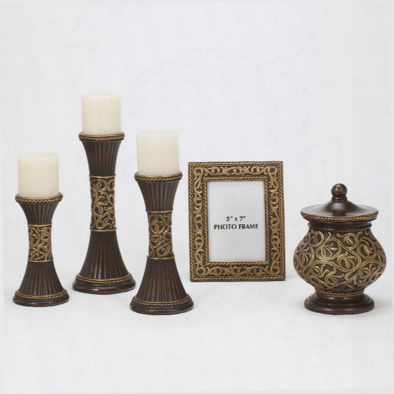 Signature Design By Ashley Mariana Bronze And Gold Accessory Set Of 5