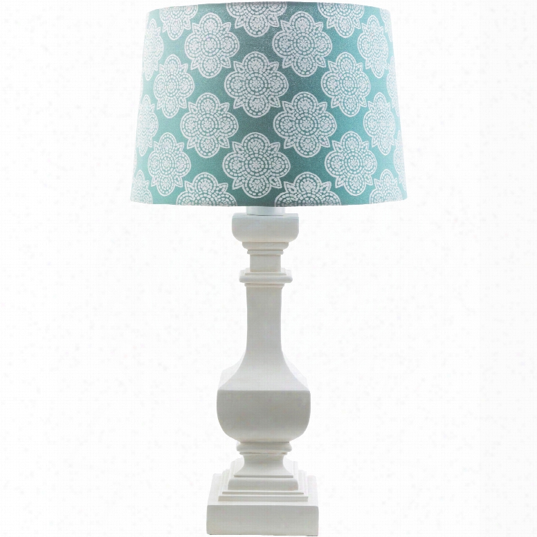 Surya Carolina Table  Lamp With Aqua Print Shade