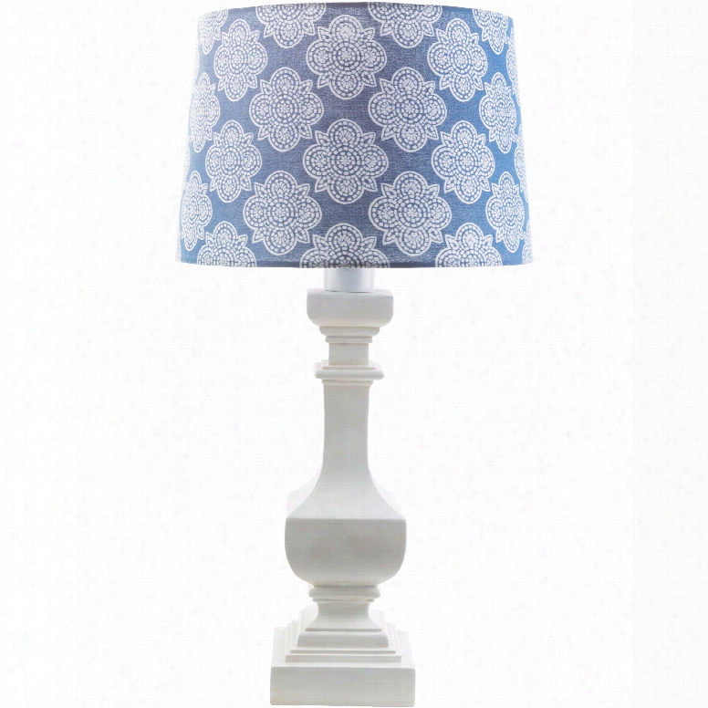 Surya Carolina Table Lamp With Blue Print Shade