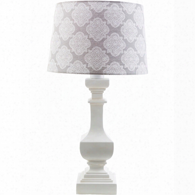 Surya Carolina Food Lamp With Gray Print Shade