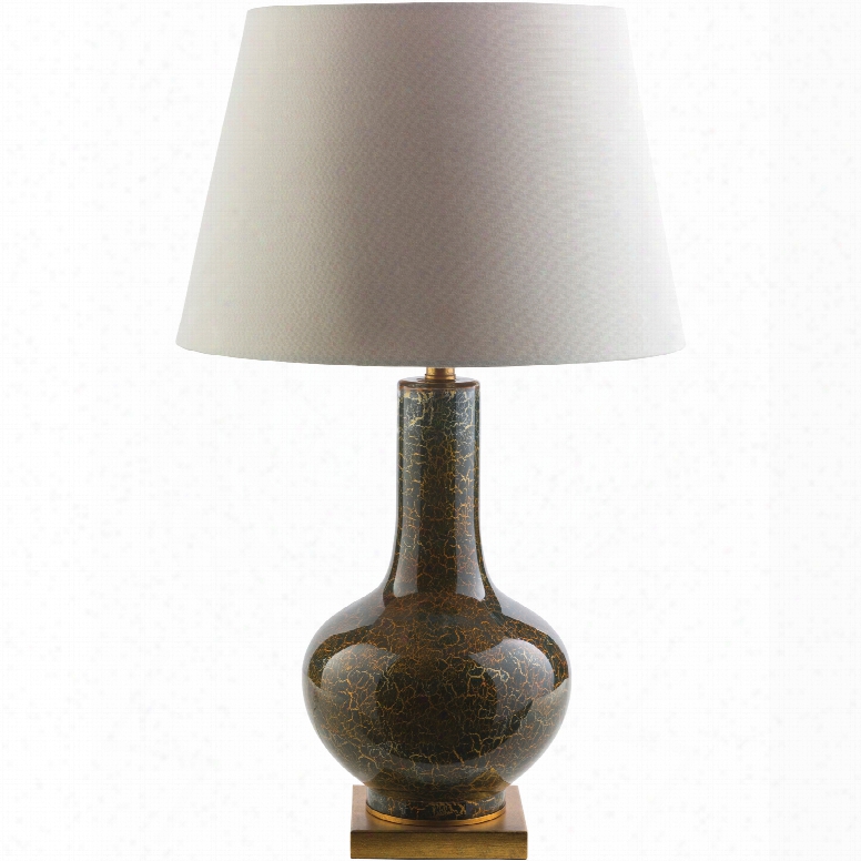 Surya Longo Table Lamp In Navy With Gold Foil