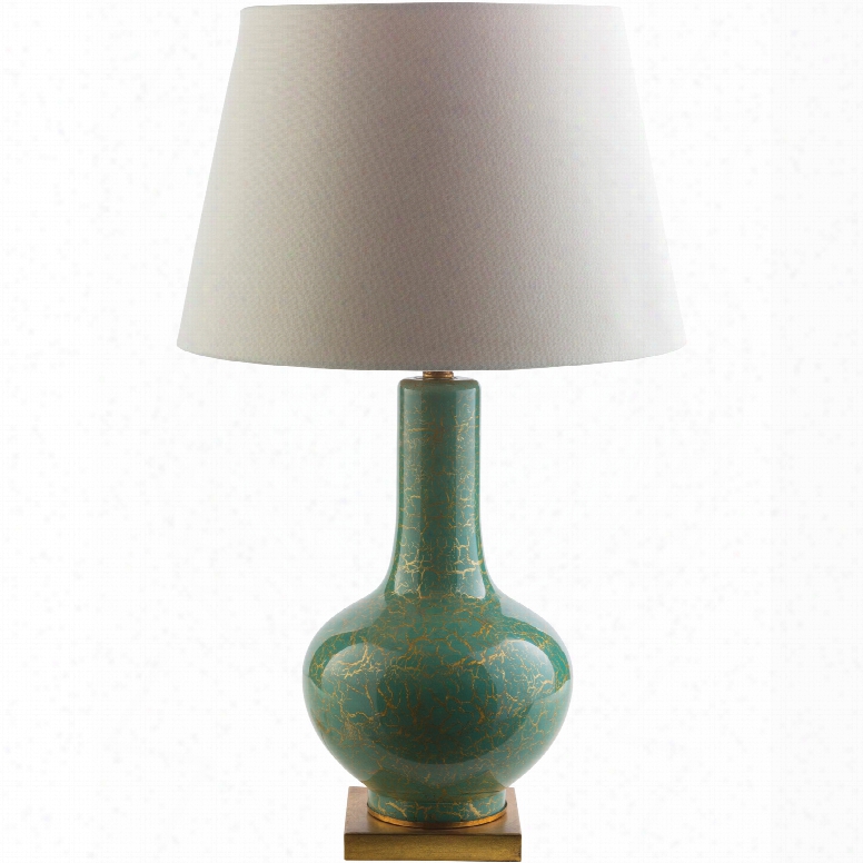 Surya Longo Table Lamp In Spa Blue With Gold Foil