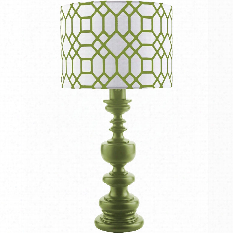 Surya Wilson Table Lamp With Green Print Shade