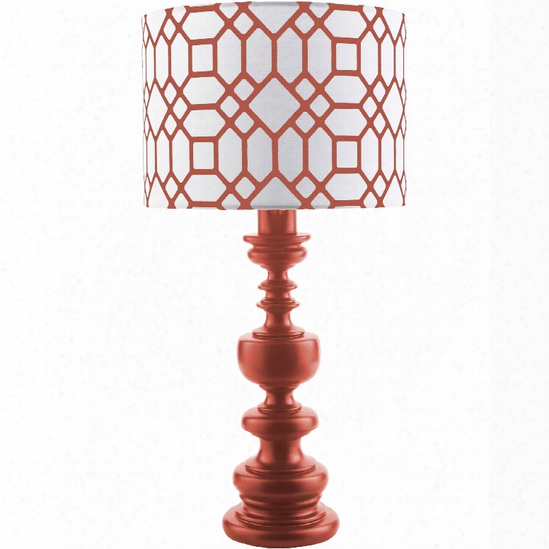 Surya Wilson Table Lamp With Red Print Shade