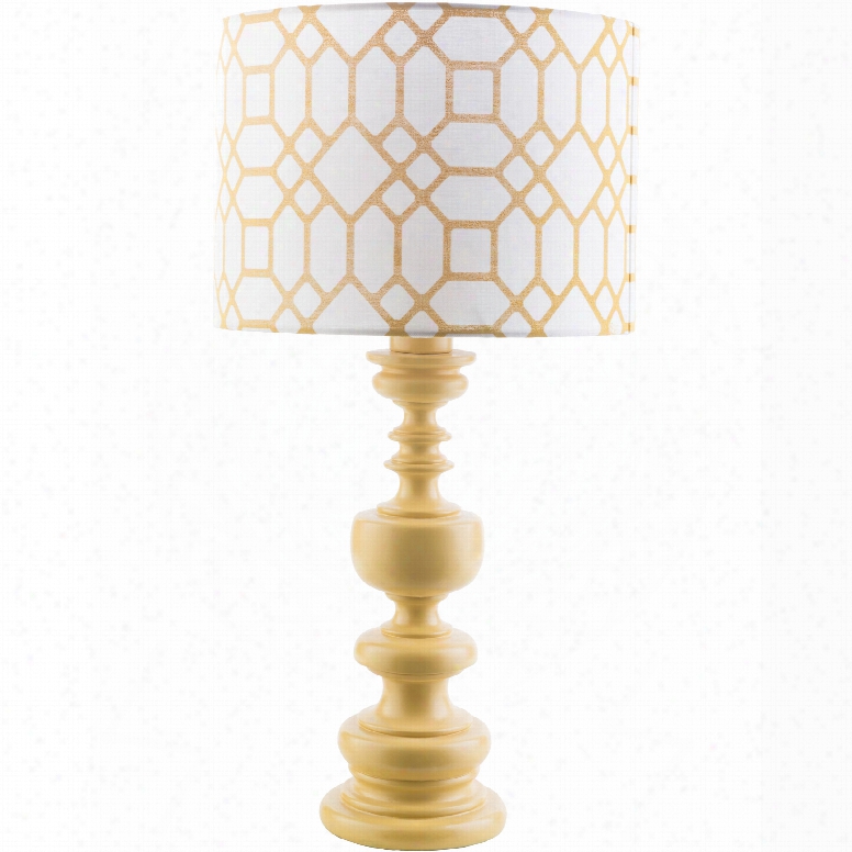 Surya Wilson Table Lamp With Yellow Print Shade