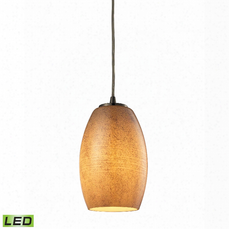 Elk Lighting Andover 1-light Led Pendant In Satin Nickel And Textured Beige Glass