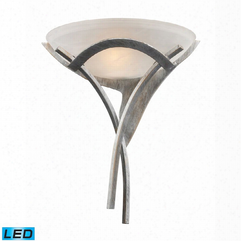 Elk Lighting Aurora 1-light Led Sconce In Tarnished Silver With White Faux-alabaster Glass