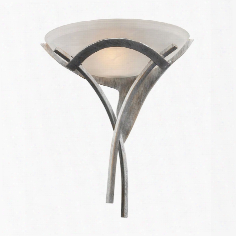 Elk Lighting Aurora 1-light Sconce In Tarnished Silver With White Faux-alabaxter Glass