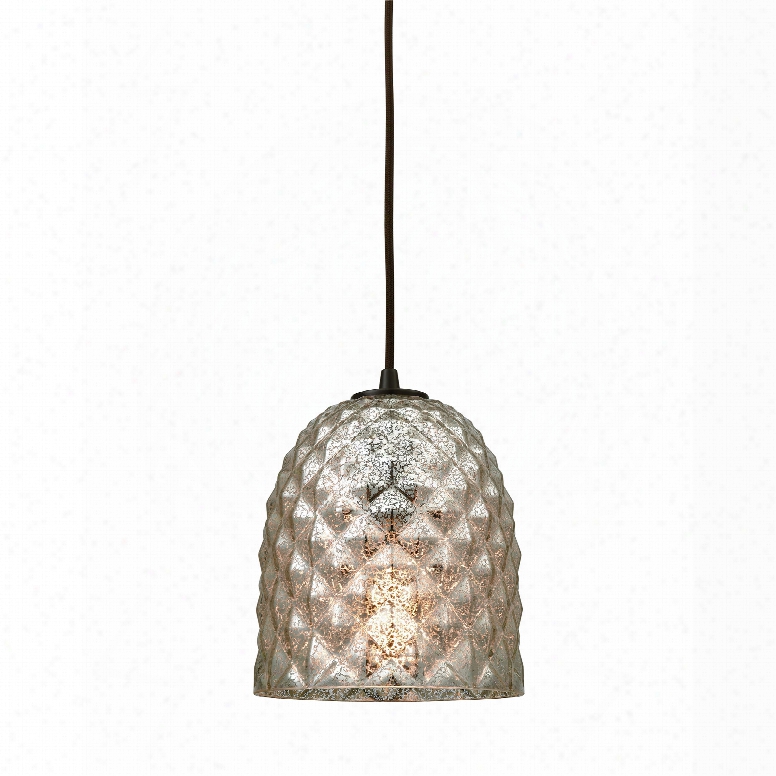 Elk Lighting Brimley 1-light Pendant In Oil Rubbed Bronze With Raised Diamond Texture Mercury Glass