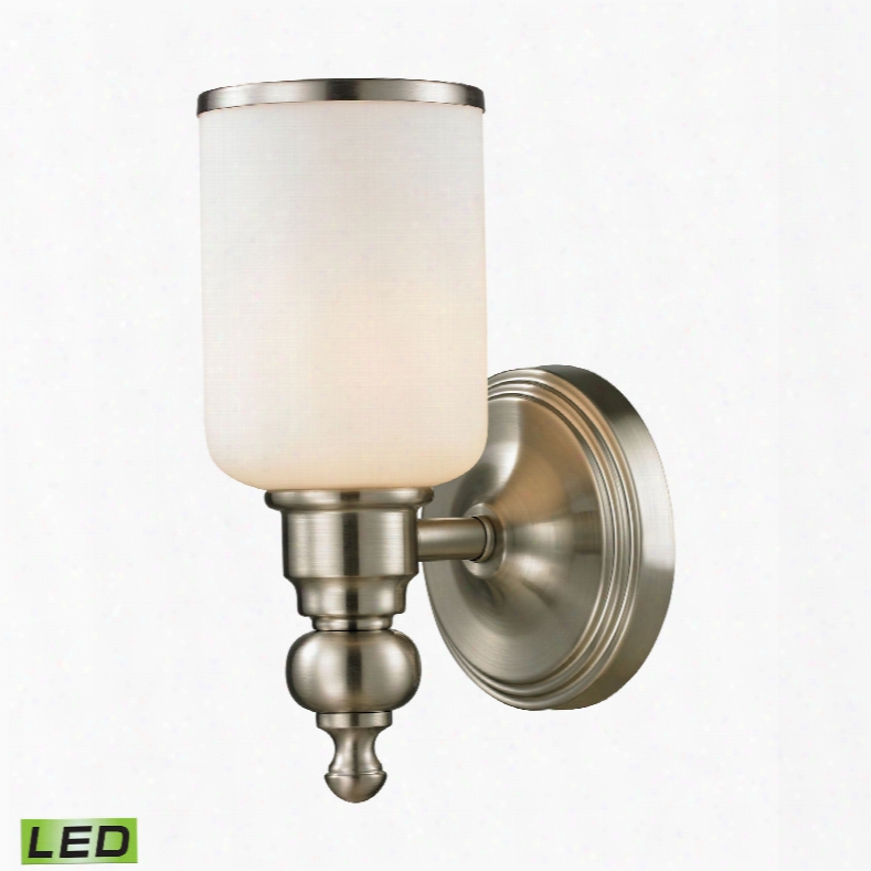 Elk Lighting Bristol Way 1-light Led Vanity In Brushed Nickel And Opal White Glass