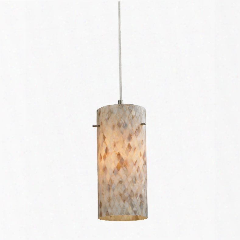 Elk Lighting Capri 1-light Pendant In Satin Nickel And Capiz Shell