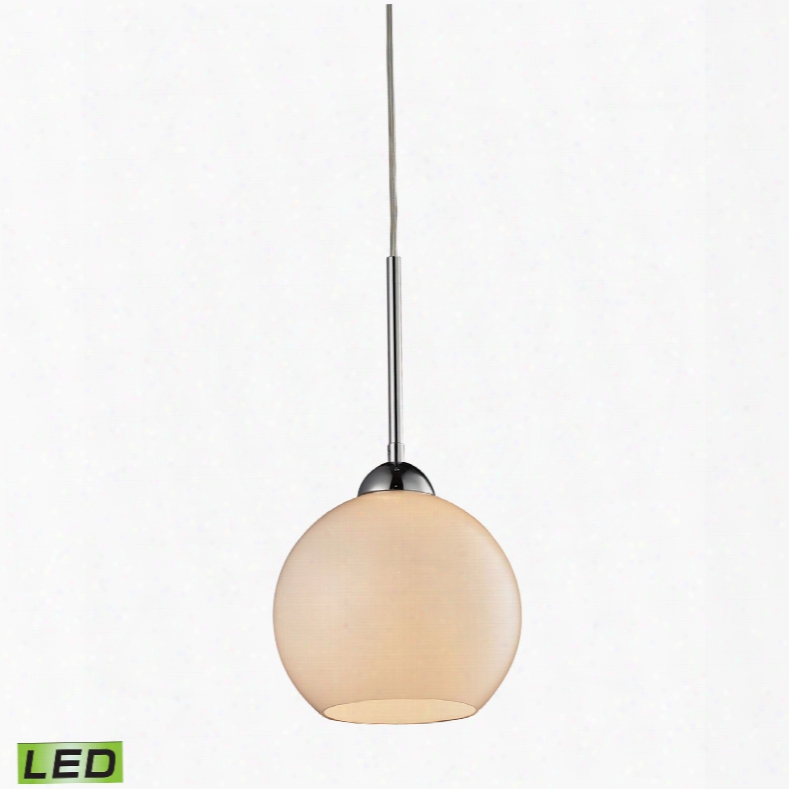 Elk Lighting Cassandra 1-light Led Pendant In Polished Chrome And White Glass