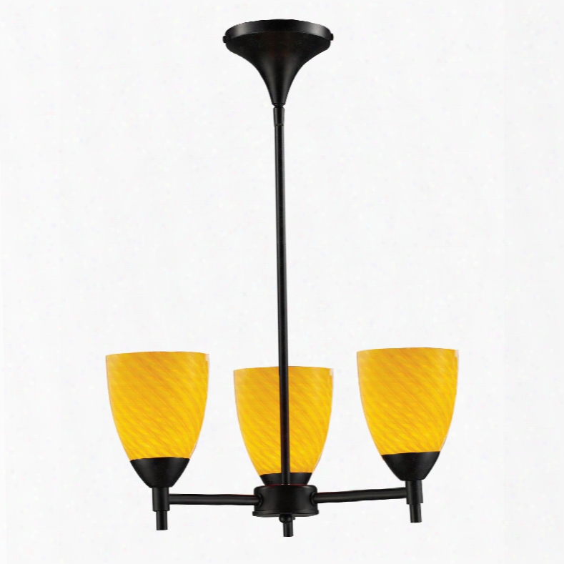 Elk Lighting Celina 3-light Chandelier In Dark Rust And Canary Glass