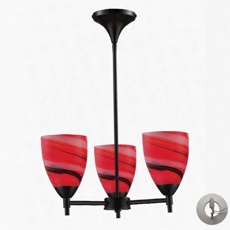 Elk Lighting Celina 3-light Chandelier In Dark Rust And Candy Glass - Includes Recessed Lighting Kit