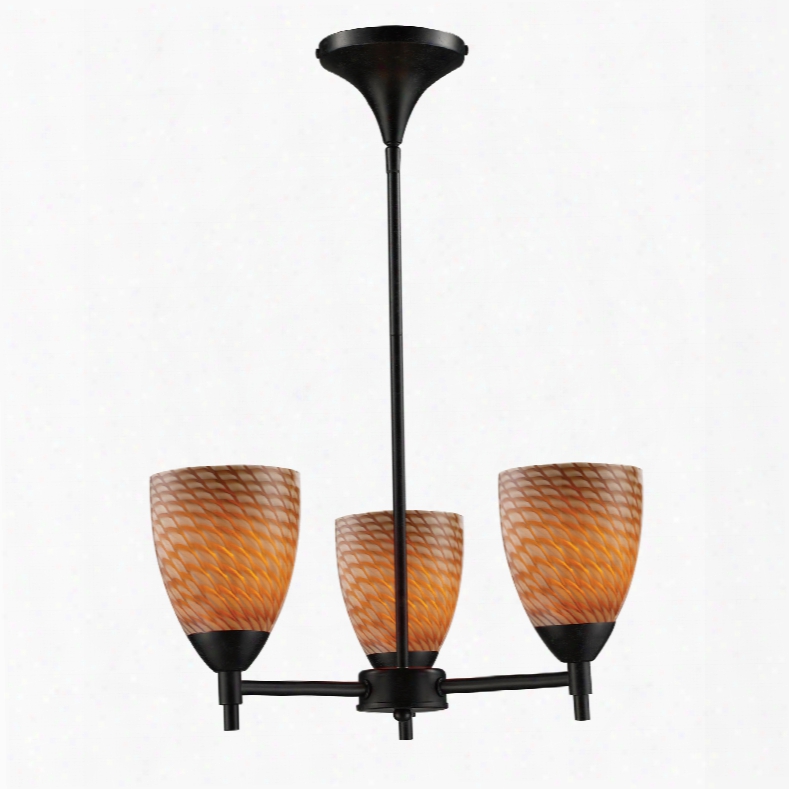 Elk Lighting Celina 3-light Chandelier In Dark Rust And Cocoa Glass