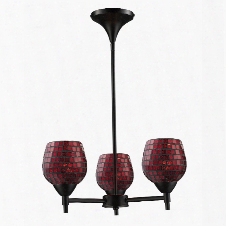 Elk Lighting Celina 3-light Chandelier In Dark Rust And Copper Glass