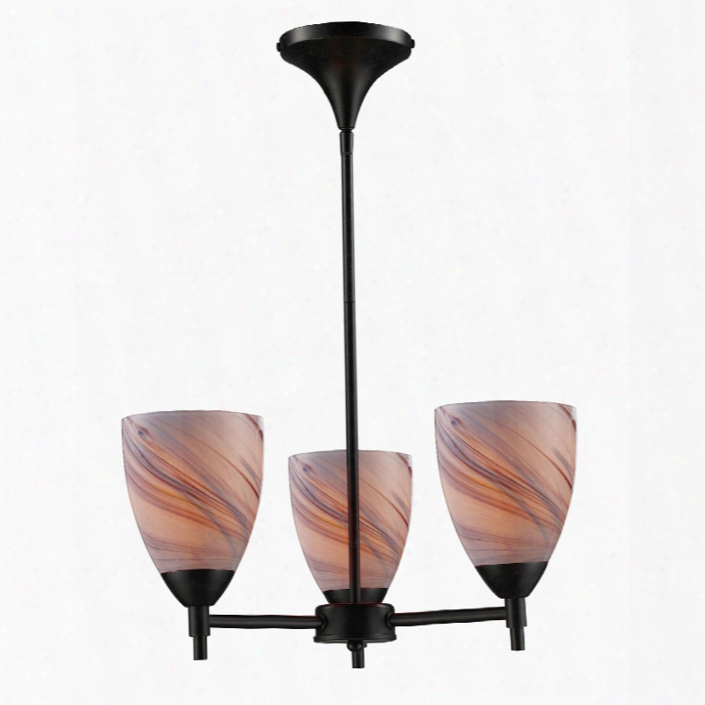 Elk Lighting Celina 3-light Chandelier In Dark Rust And Creme Glass