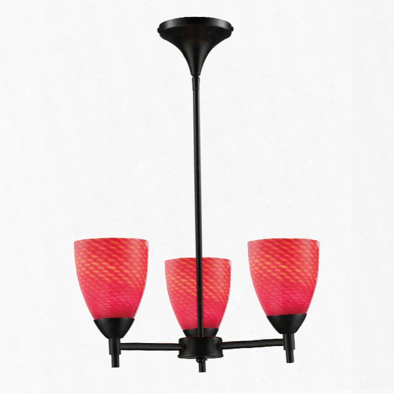 Elk Lighting Celina 3-light Chandelier In Dark Rust And Scarlet Red Glass