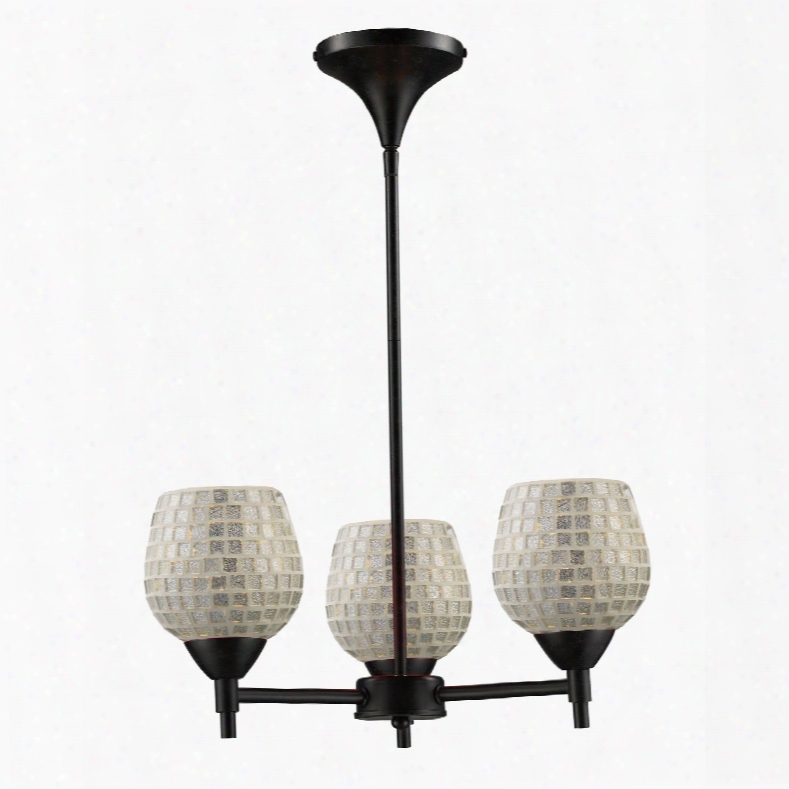 Elk Lighting Celina 3-light Chandelier In Dark Rust And Silver Glass