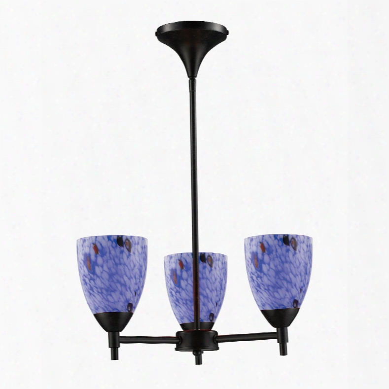 Elk Lighting Celina 3-light Chandelier In Dark Rust And Starburst Blue Glass