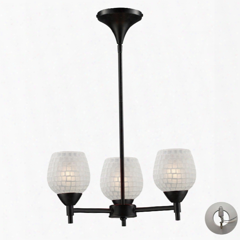 Elk Lighting Celina 3-light Chandelier In Dark Rust And White - Includes Recessed Lighting Kit