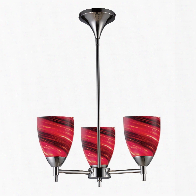 Elk Lighting Celina 3-light Chandelier In Polished Chrome And Autumn Glass