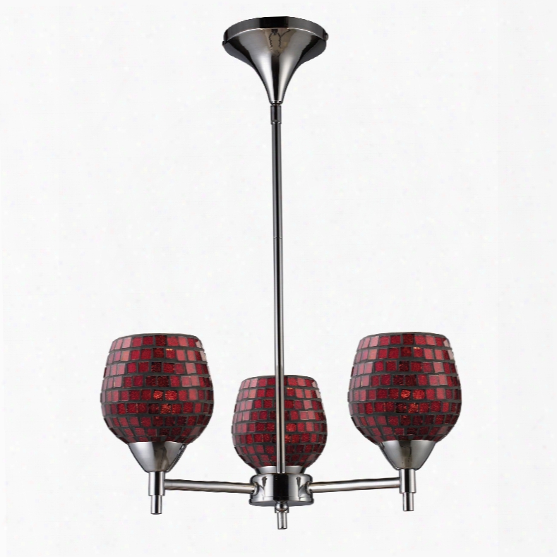 Elk Lightiing Celina 3-light Chandelier In Polished Chrome And Copper Glass