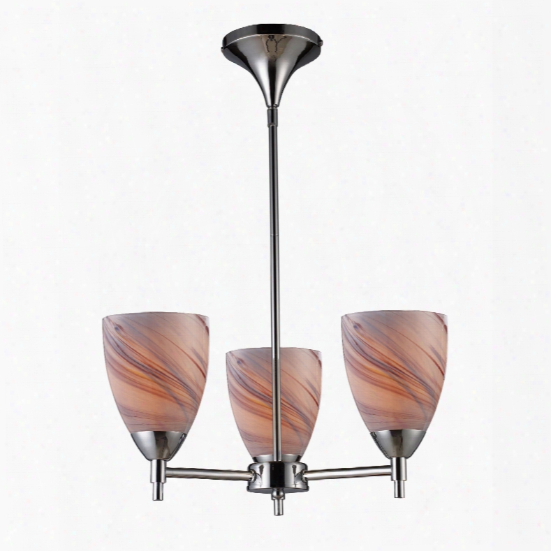 Elk Lighting Celina 3-light Chandelier In Polished Chrome And Creme Glass