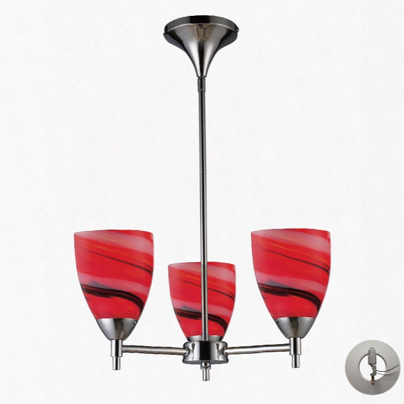 Elk Lighting Celina 3-light Chandelier In Polished Chrome And Candy Glass - Includes Recessed Lighting Kit