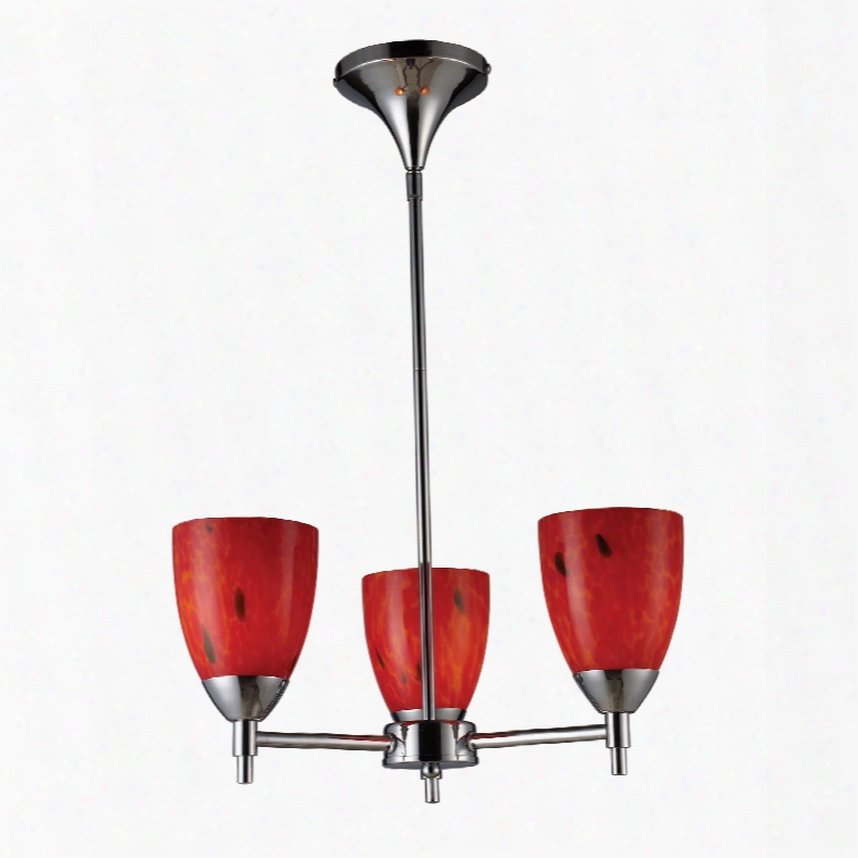 Elk Lighting Celina 3-light Chandelier In Polished Chrome And Fire Red