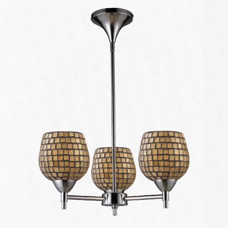 Elk Lighting Celina 3-light Chandelier In Polished Chrome And Gold Leaf Glass