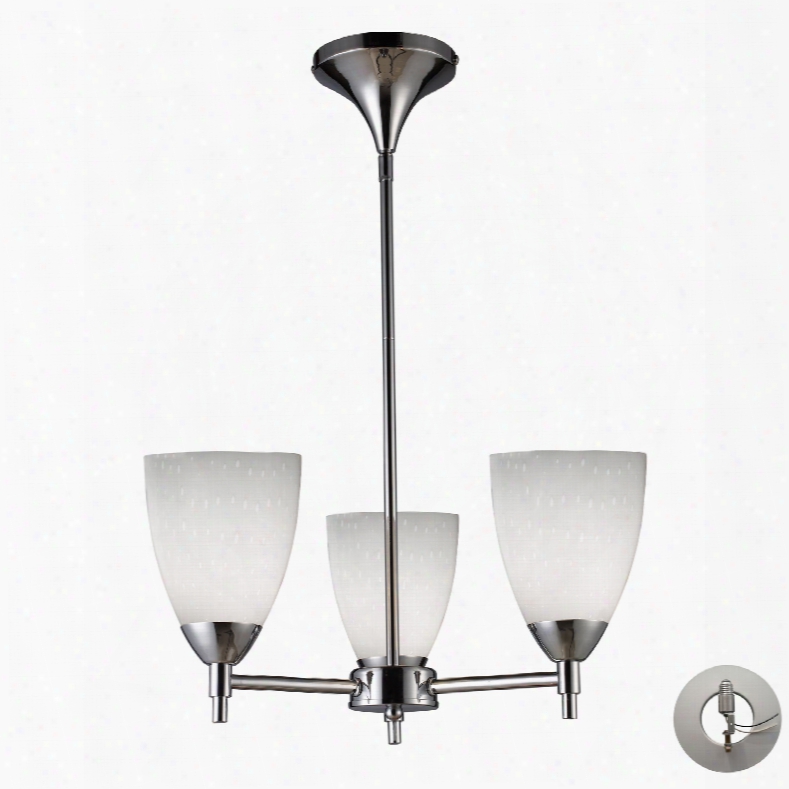 Elk Lighting Celina 3-light Chandelier In Polished Chrome And Simple White - Includes Recessed Lighting Kit