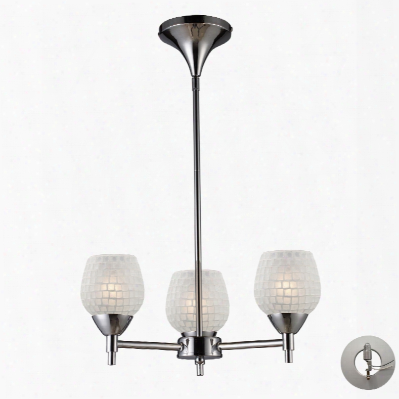 Elk Lighting Celina 3-light Chandelier In Polished Chrome And White - Includes Recessed Lighting Kit