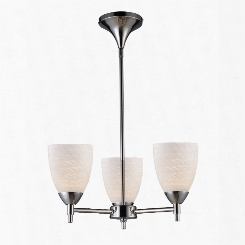 Elk Lighting Celina 3-light Chadnelier In Polished Chrome And White Swirl Glass