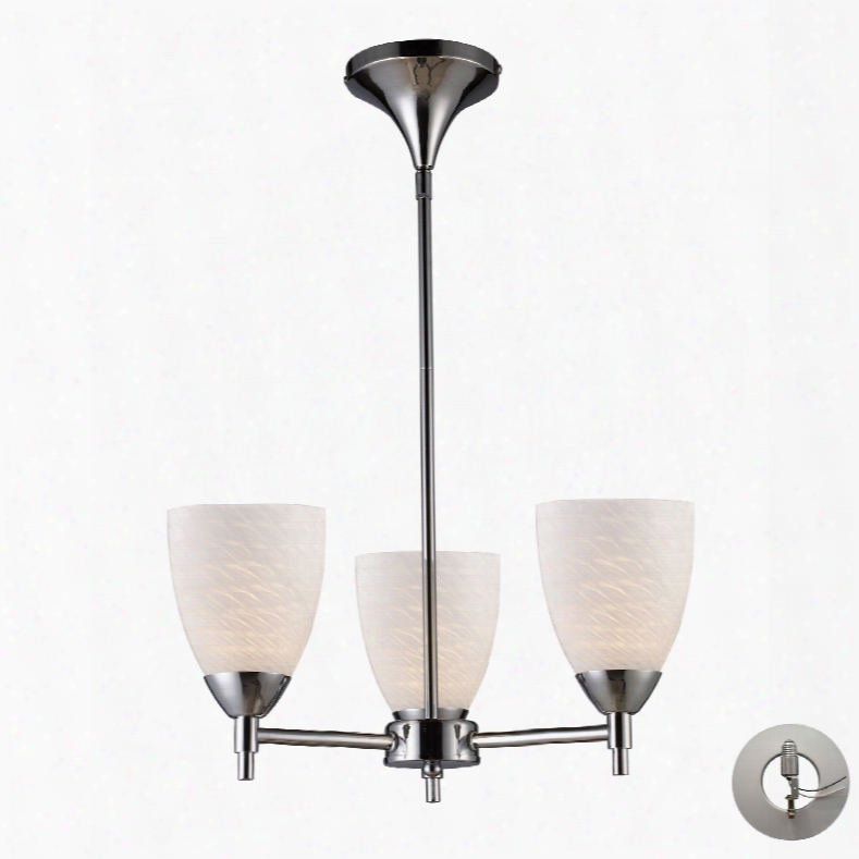 Elk Lighti Ng Celina 3-light Chandelier In Polished Chrome And White Swirl Glass - Includes Recessed Lighting Kit