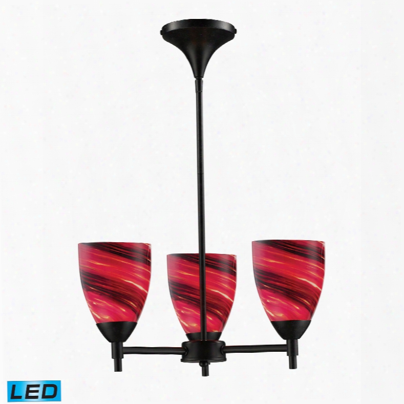 Elk Lighting Celina 3-light Led Chandelier In Dark Rust And Autumn Glass