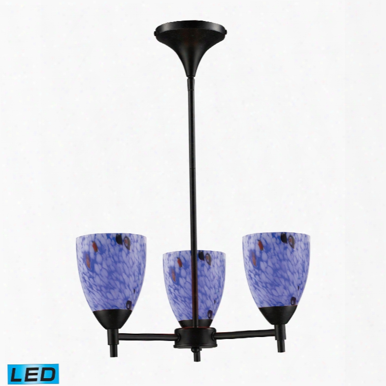 Elk Lighting Celina 3-light Led Chandelier In Dark Rust And Starburst Blue Glass