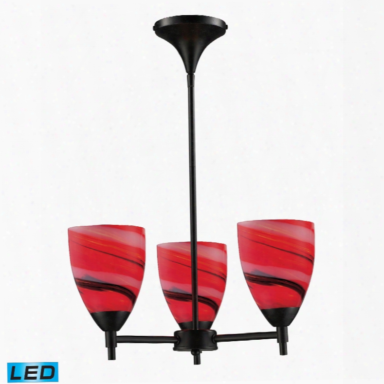 Elk Lighting Celina 3-light Led Chandelier In Dark Rust And Candy Glass