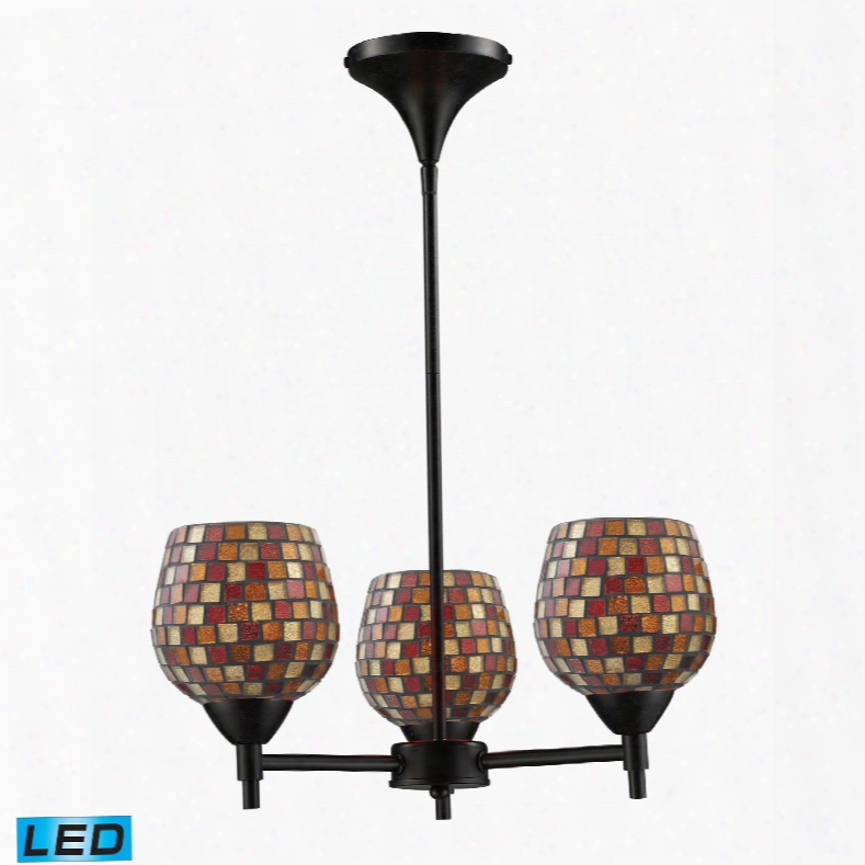 Elk Lighting Celina 3-light Led Chandelier In Dark Rust And Multi Fusion Glass