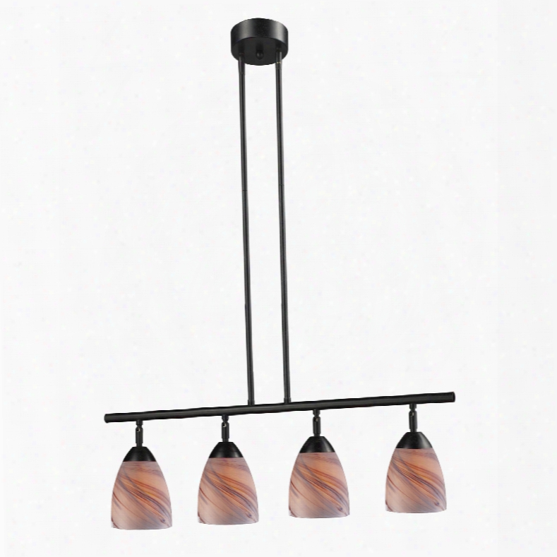 Elk Lighting Celina 4-light Island In Dark Rust And Creme Glass