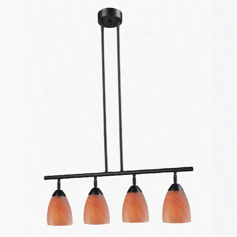 Elk Lighting Celina 4-light Island In Dark Rust And Sandy Glass