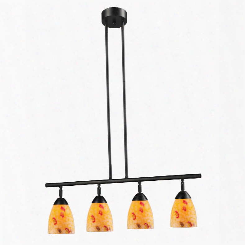 Elk Lighting Celina 4-light Island In Dark Rust And Yellow Glass