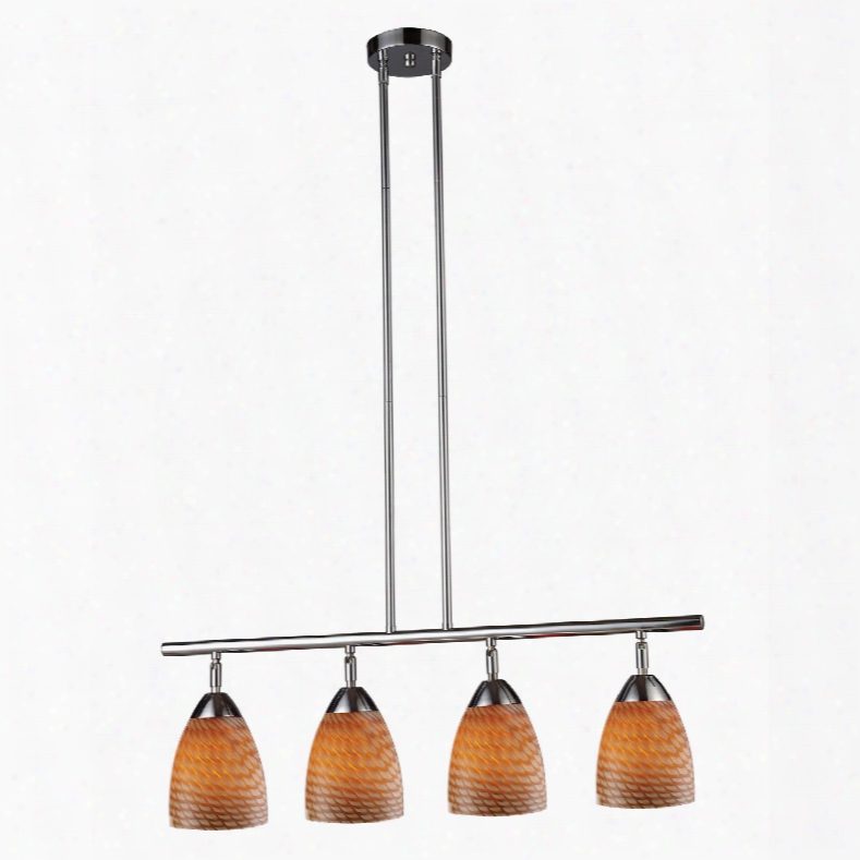 Elk Lighting Celina 4-light Island In Polished Chrome And Cocoa Glass
