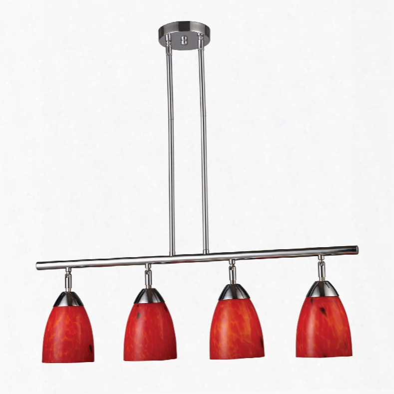 Elk Lighting Celina 4-light Island In Polished Chrome And Fire Red