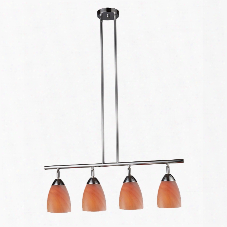 Elk Lighting Celina 4-light Island In Polished Chrome And Sandy Glass