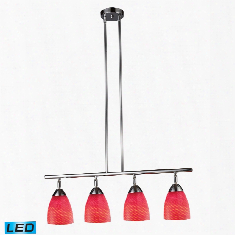 Elk Lighting Celina 4-light Island In Polished Chrome And Scarlet Red Glas